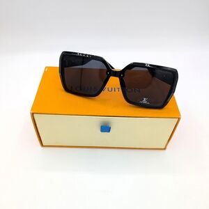 Louis Vuitton Black Oversized Square Sunglasses | Gold LV Logo | Luxury| W/ Box